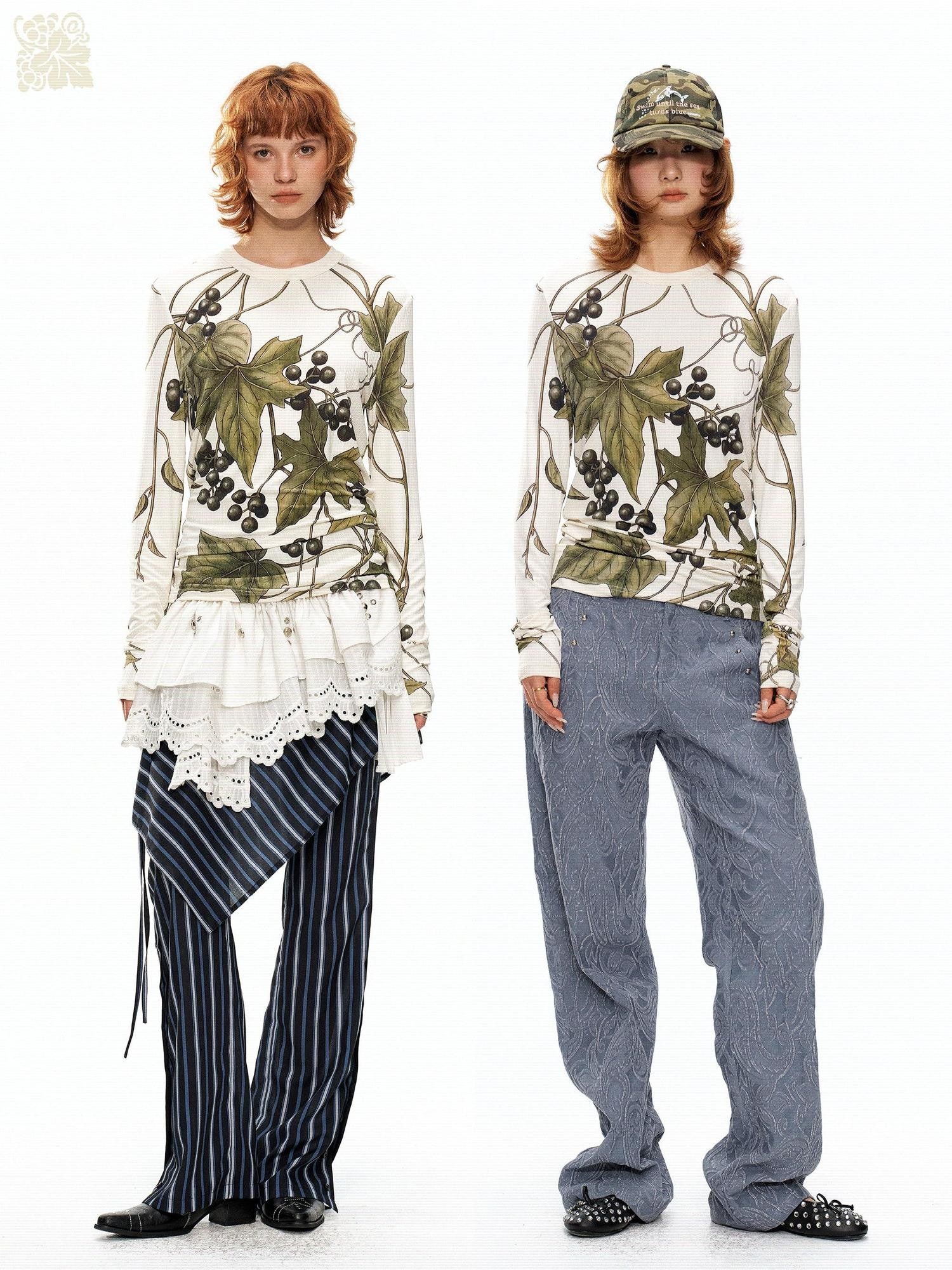 YOSHUYUKI Grape Artistic Floral Print Women&