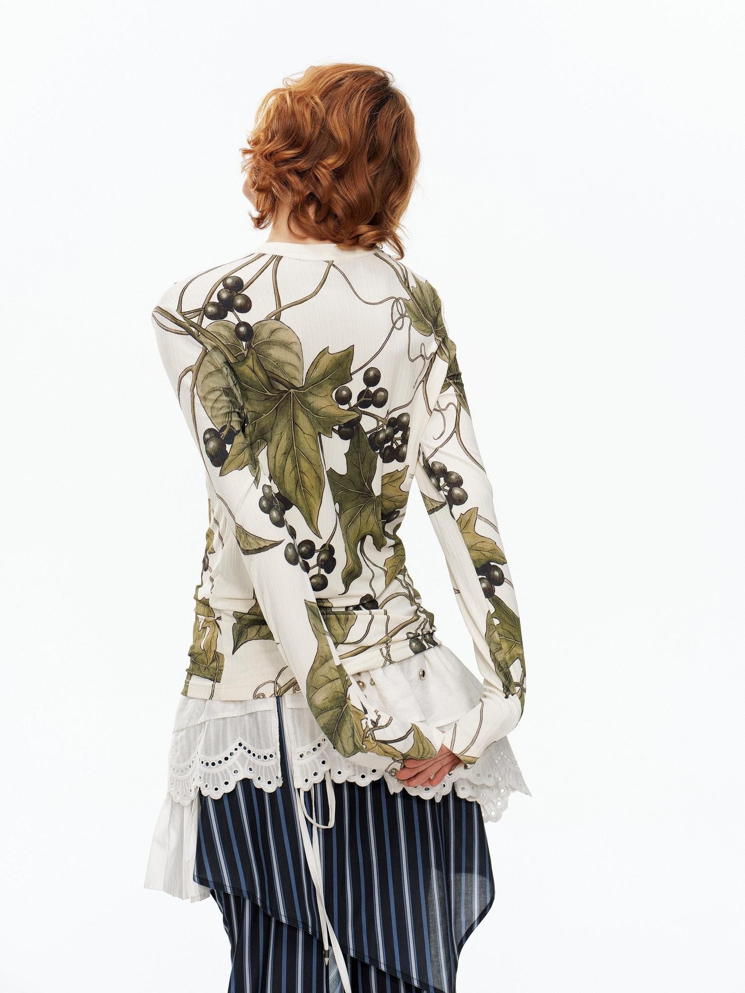 YOSHUYUKI Grape Artistic Floral Print Women&