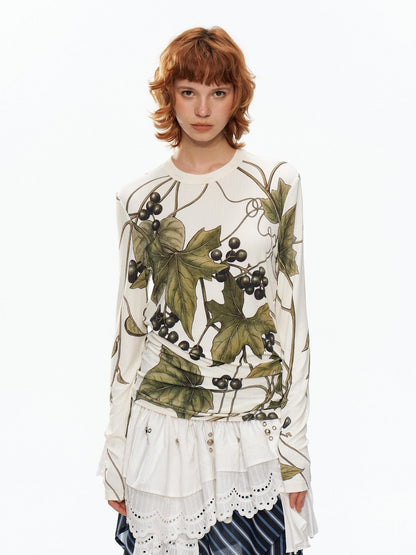 YOSHUYUKI Grape Artistic Floral Print Women&
