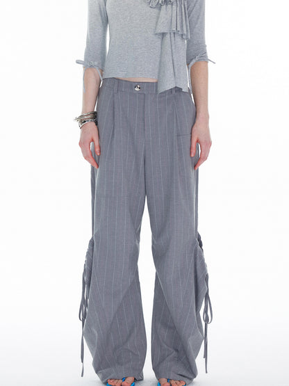 YOSHUYUKI Gray Cargo Jogger Pants With Drawstring Oversized Pockets