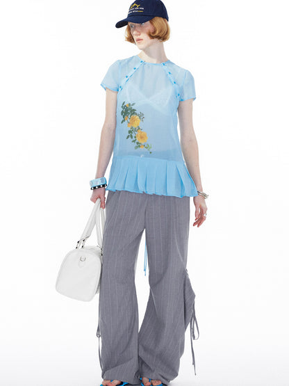 YOSHUYUKI Gray Cargo Jogger Pants With Drawstring Oversized Pockets