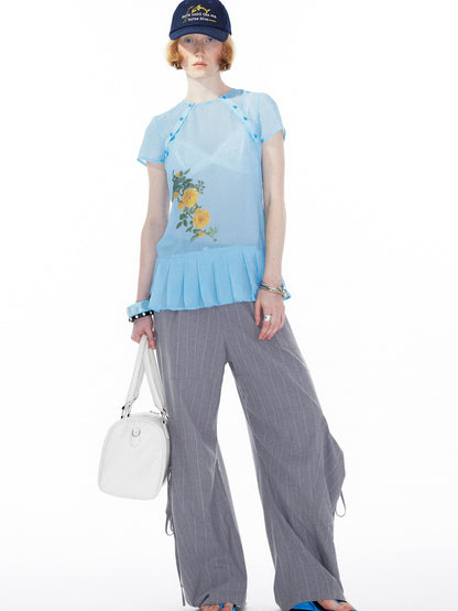YOSHUYUKI Gray Cargo Jogger Pants With Drawstring Oversized Pockets