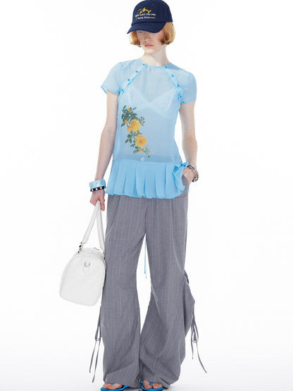 YOSHUYUKI Gray Cargo Jogger Pants With Drawstring Oversized Pockets