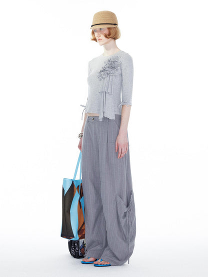 YOSHUYUKI Gray Cargo Jogger Pants With Drawstring Oversized Pockets