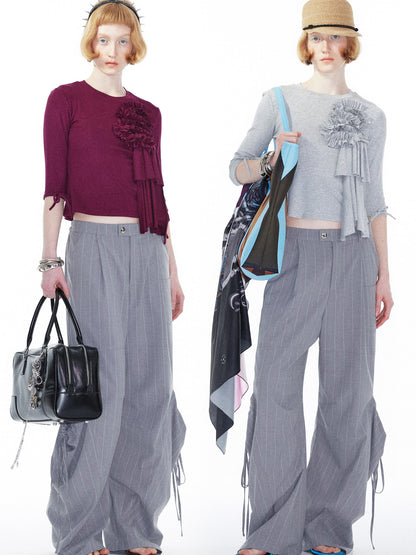 YOSHUYUKI Gray Cargo Jogger Pants With Drawstring Oversized Pockets