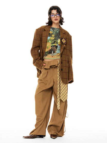YOSHUYUKI Kitten Garden Print Striped Slim Fit Lyocell Women&