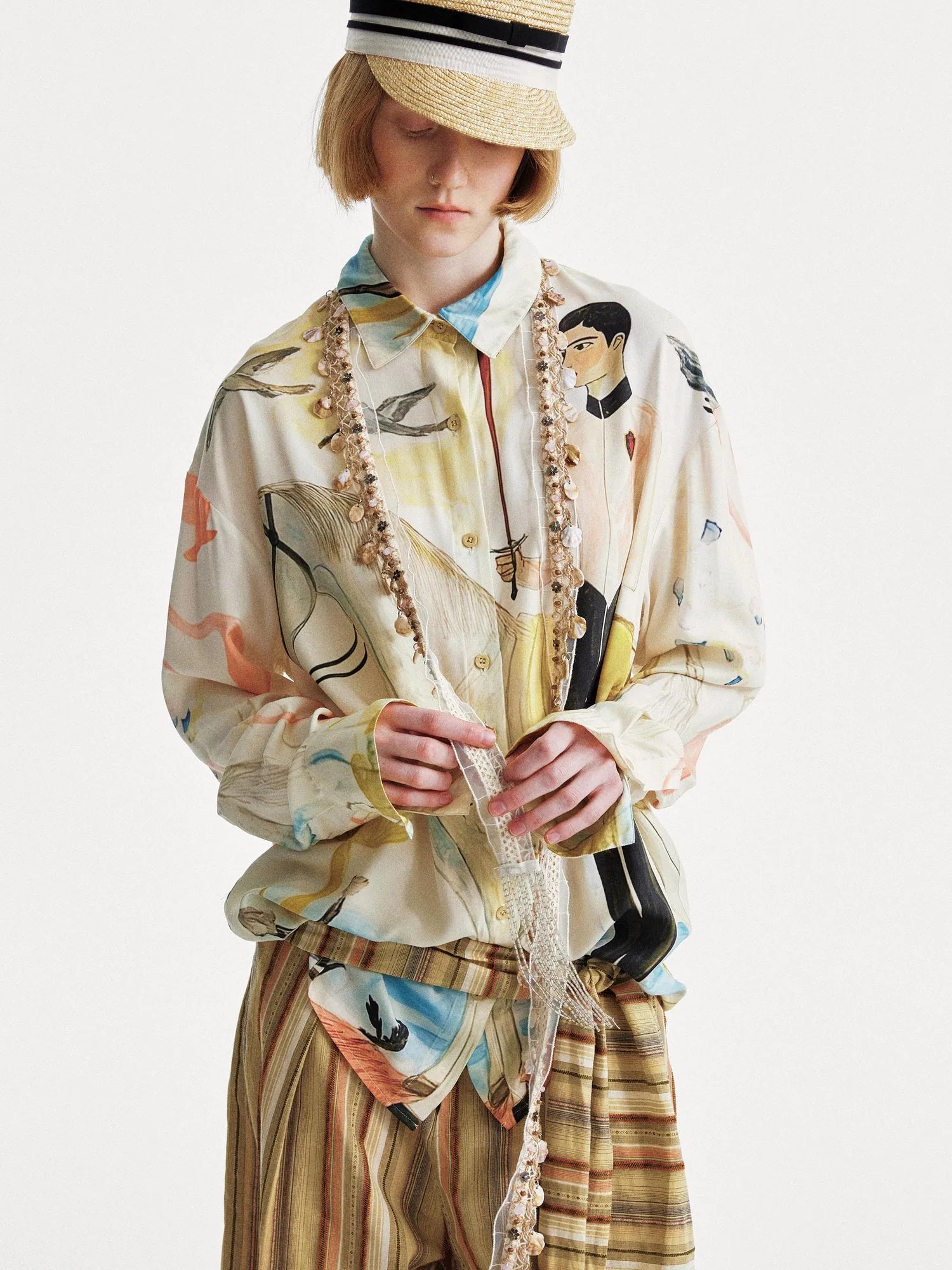 Knight Art Print Rayon Oversize Shirt