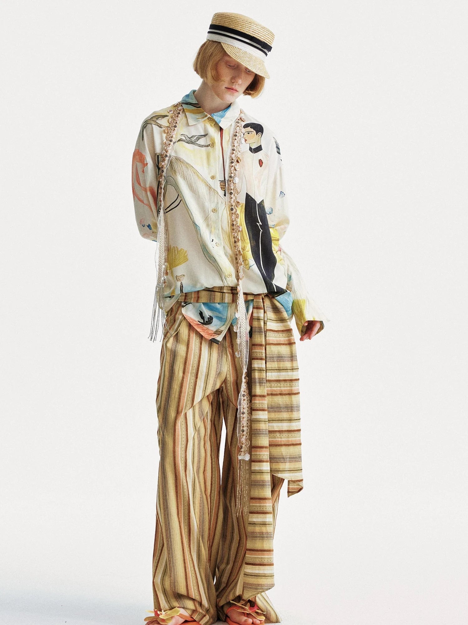 Knight Art Print Rayon Oversize Shirt