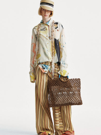 Knight Art Print Rayon Oversize Shirt