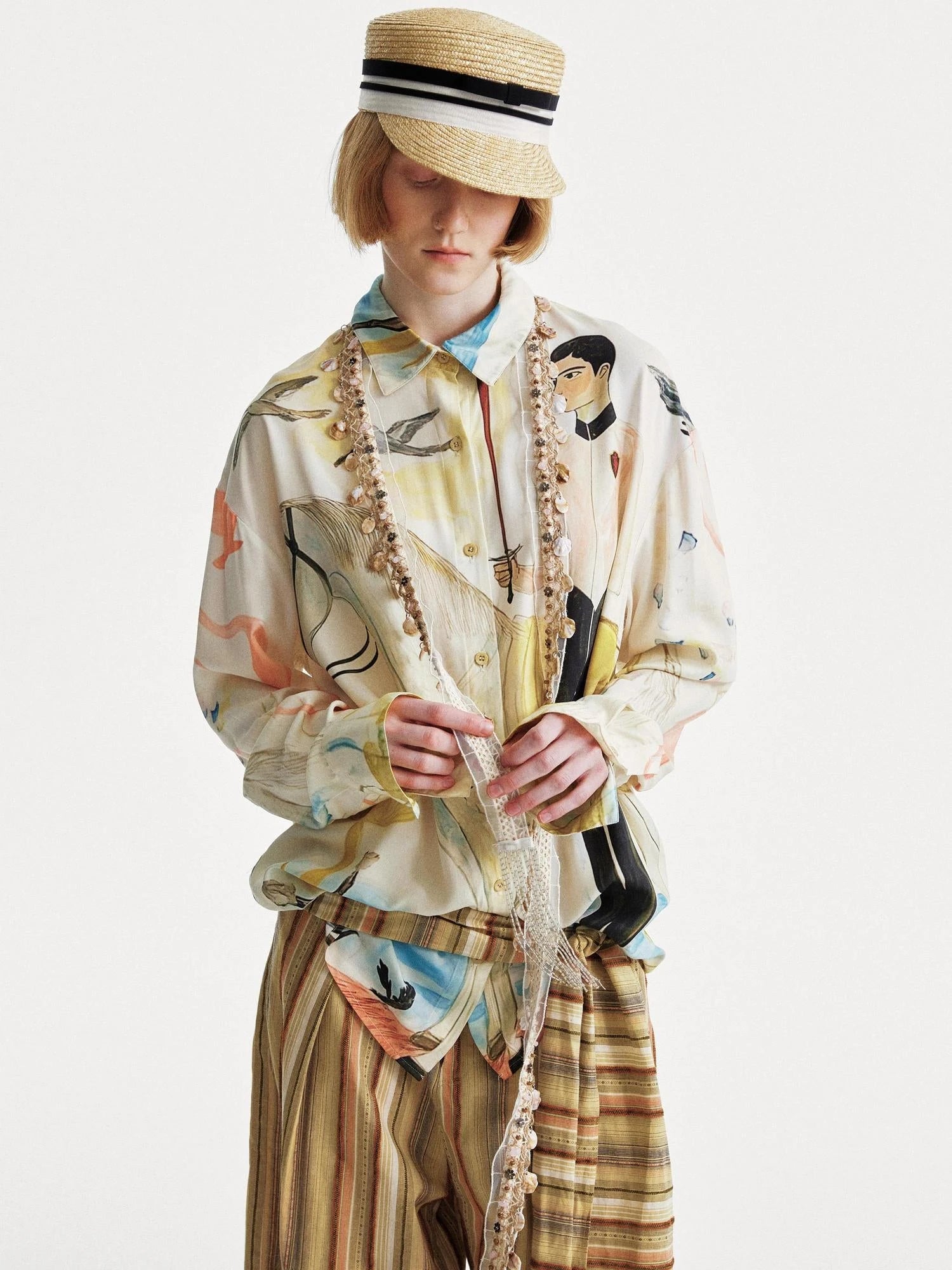 Knight Art Print Rayon Oversize Shirt