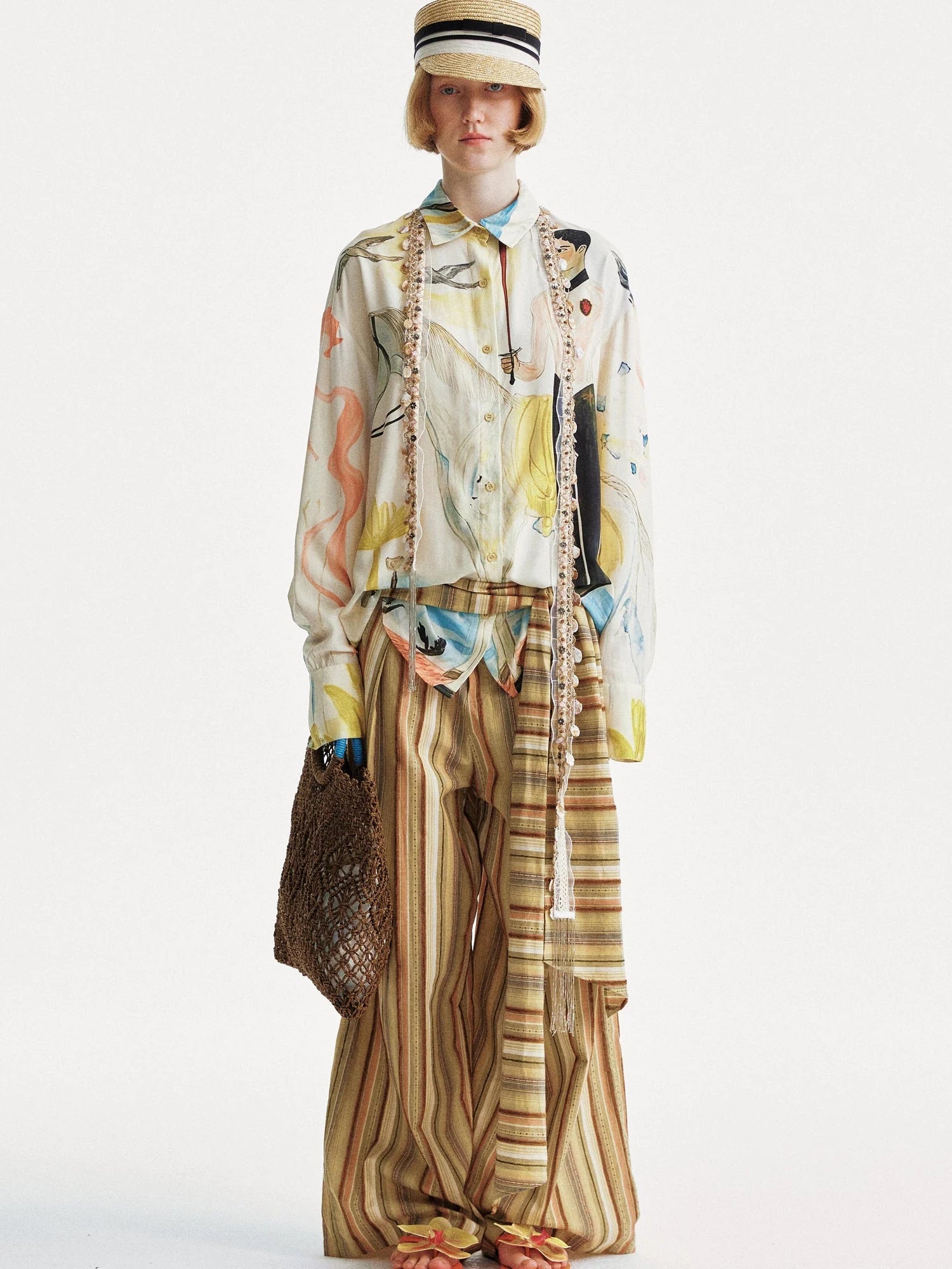 Knight Art Print Rayon Oversize Shirt
