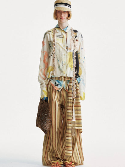 Knight Art Print Rayon Oversize Shirt