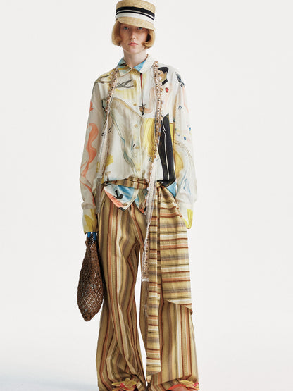 YOSHUYUKI Knight Art Print Rayon Oversize Shirt