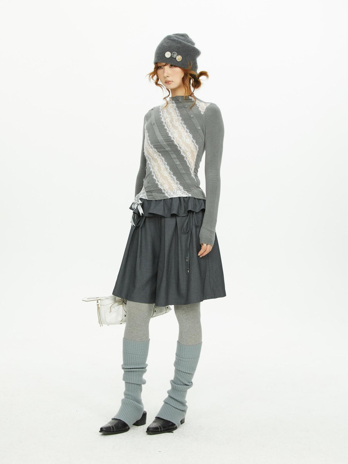 YOSHUYUKI Lace Paneled Slim Fit Women&