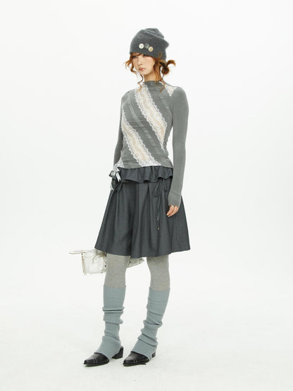 YOSHUYUKI Lace Paneled Slim Fit Women&
