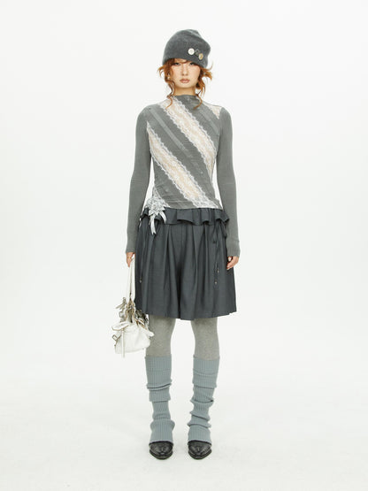 YOSHUYUKI Lace Paneled Slim Fit Women&