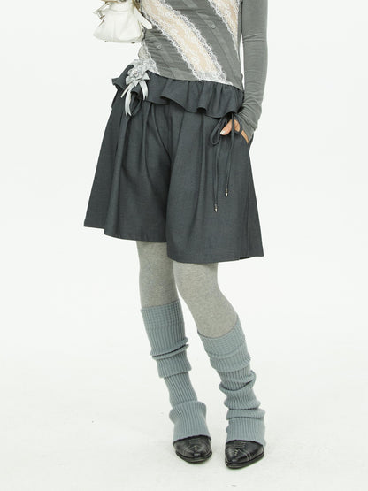 YOSHUYUKI Lace Trim Wide Leg Polyester Women&