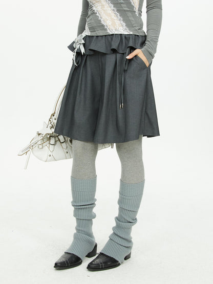 YOSHUYUKI Lace Trim Wide Leg Polyester Women&