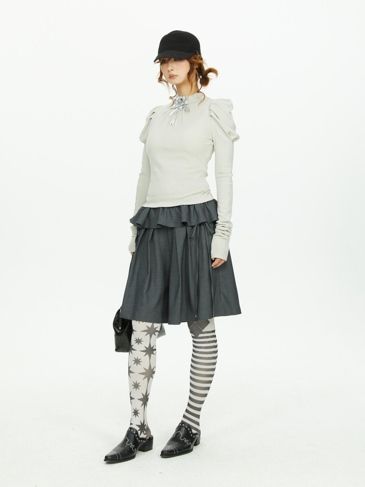 YOSHUYUKI Lace Trim Wide Leg Polyester Women&