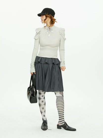 YOSHUYUKI Lace Trim Wide Leg Polyester Women&