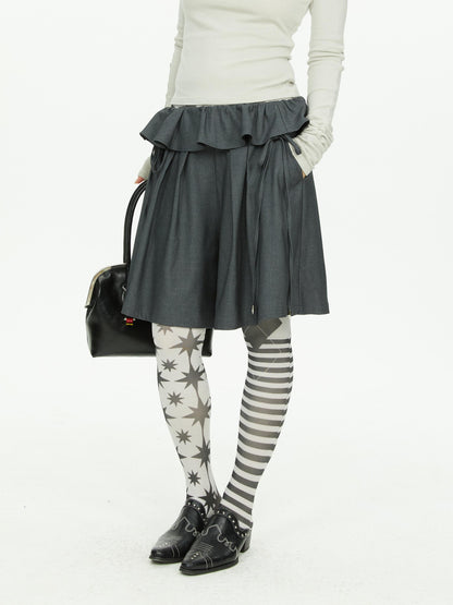 YOSHUYUKI Lace Trim Wide Leg Polyester Women&