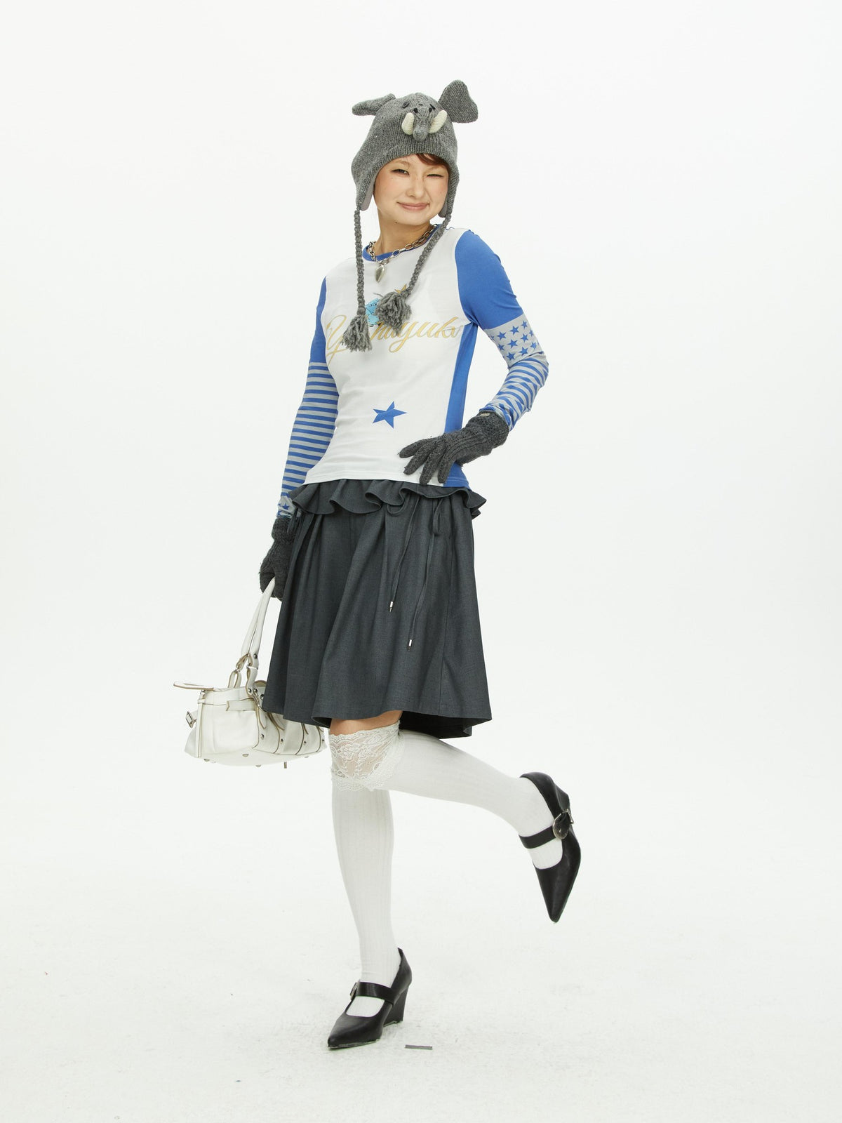 YOSHUYUKI Lace Trim Wide Leg Polyester Women&