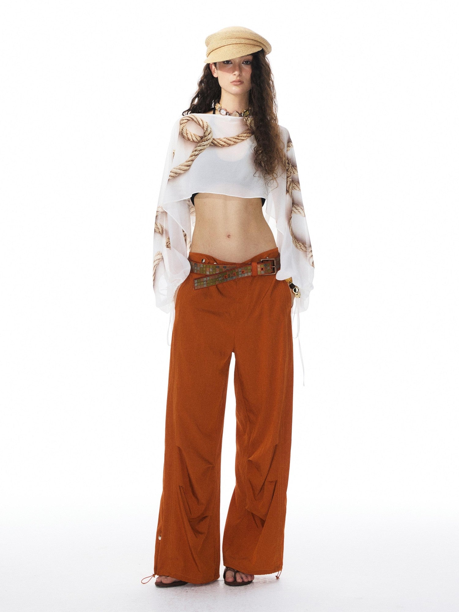 YOSHUYUKI Multicolor Music Note Print Round Neck Women&