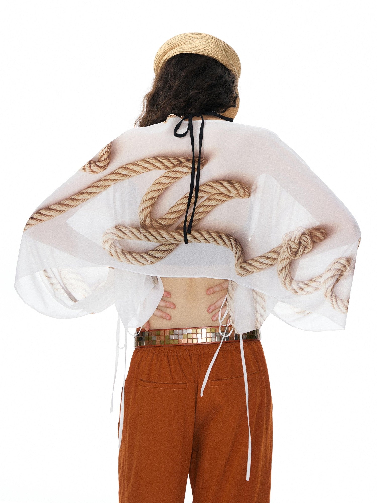 YOSHUYUKI Multicolor Music Note Print Round Neck Women&