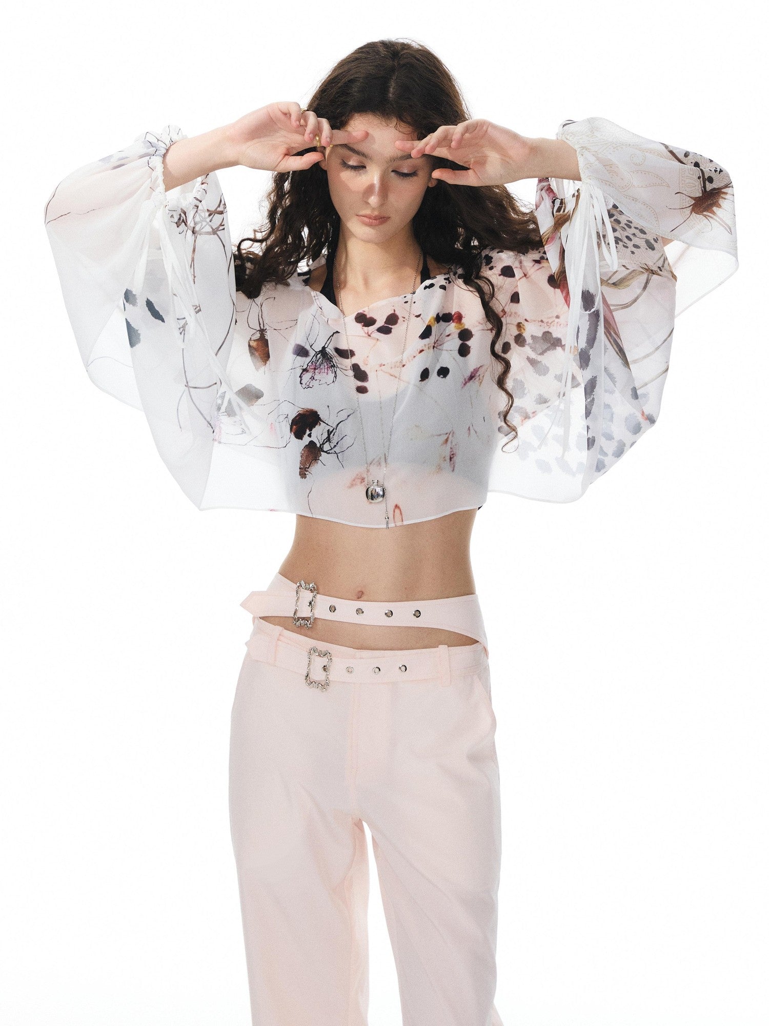 YOSHUYUKI Multicolor Music Note Print Round Neck Women&