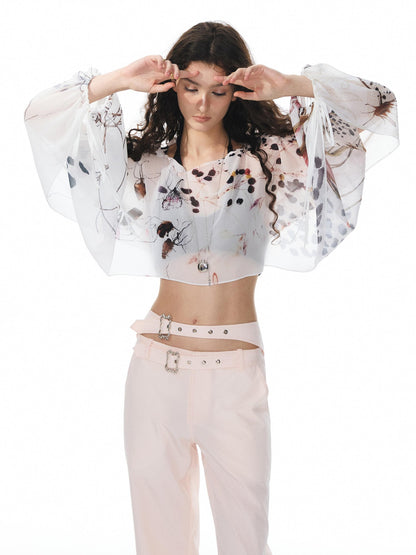 YOSHUYUKI Multicolor Music Note Print Round Neck Women&