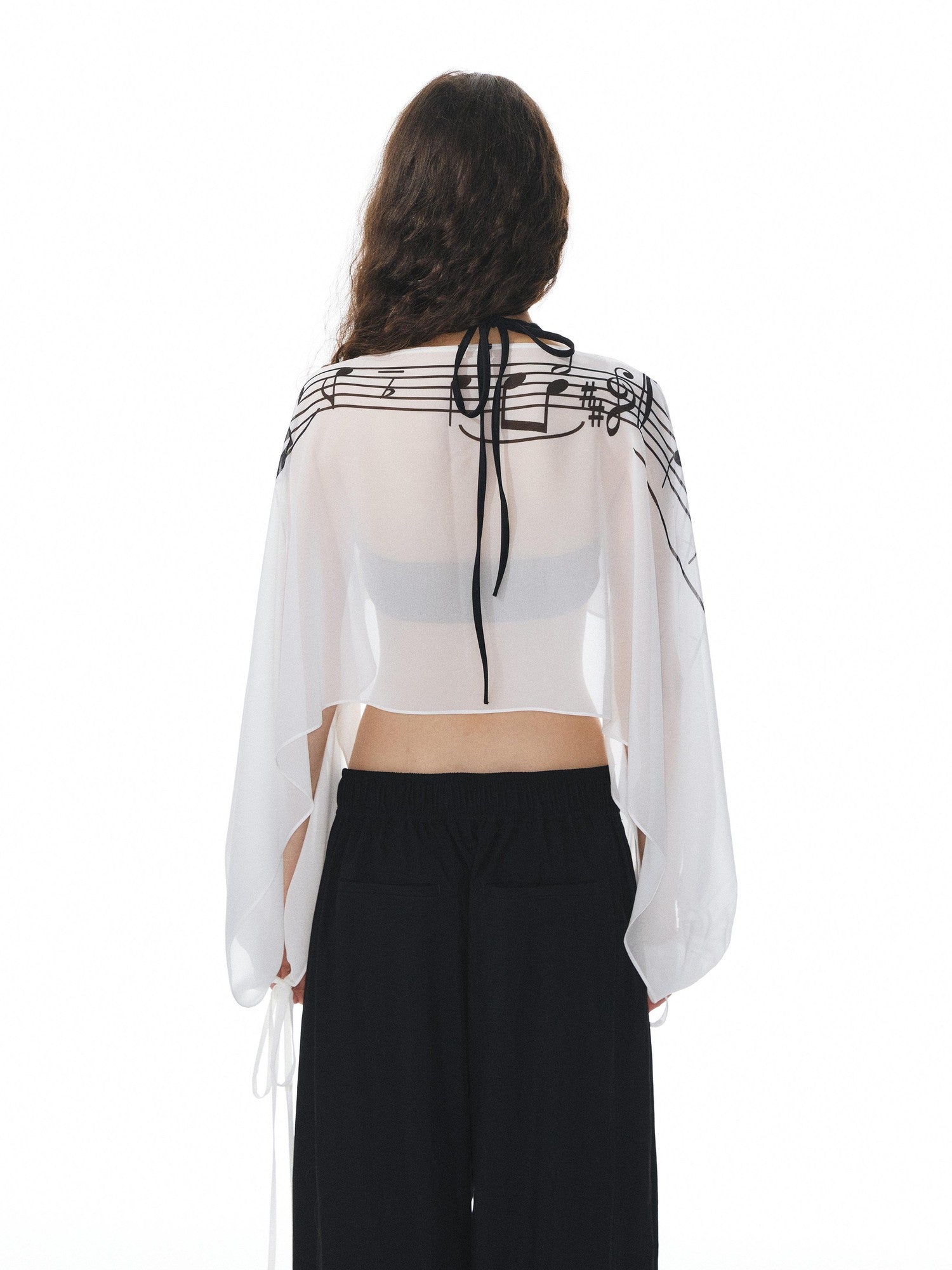 YOSHUYUKI Multicolor Music Note Print Round Neck Women&
