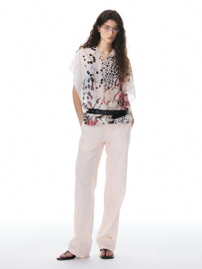 YOSHUYUKI Multicolor Music Note Print Round Neck Women&