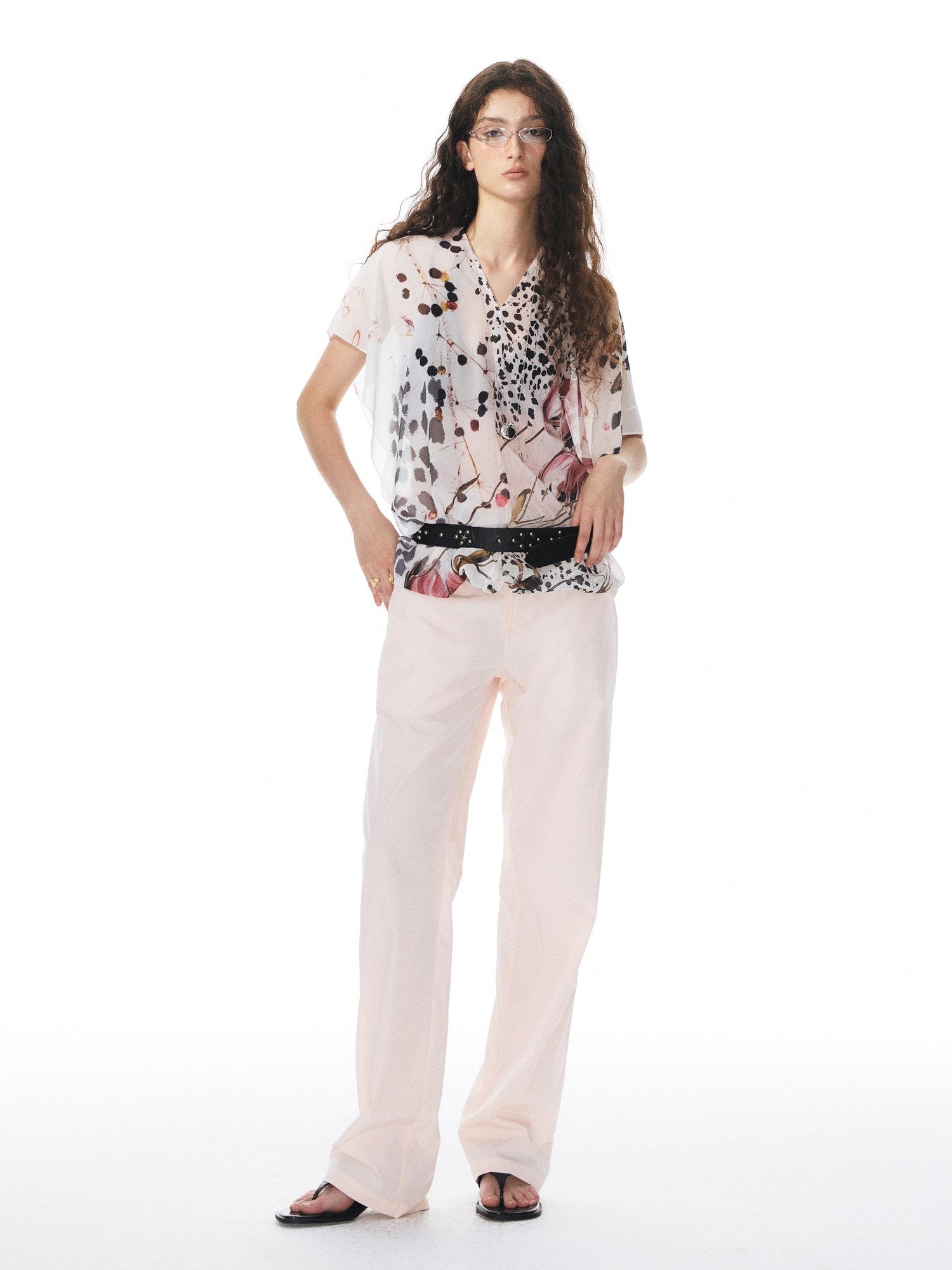 YOSHUYUKI Multicolor Music Note Print Round Neck Women&