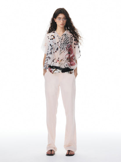YOSHUYUKI Multicolor Music Note Print Round Neck Women&