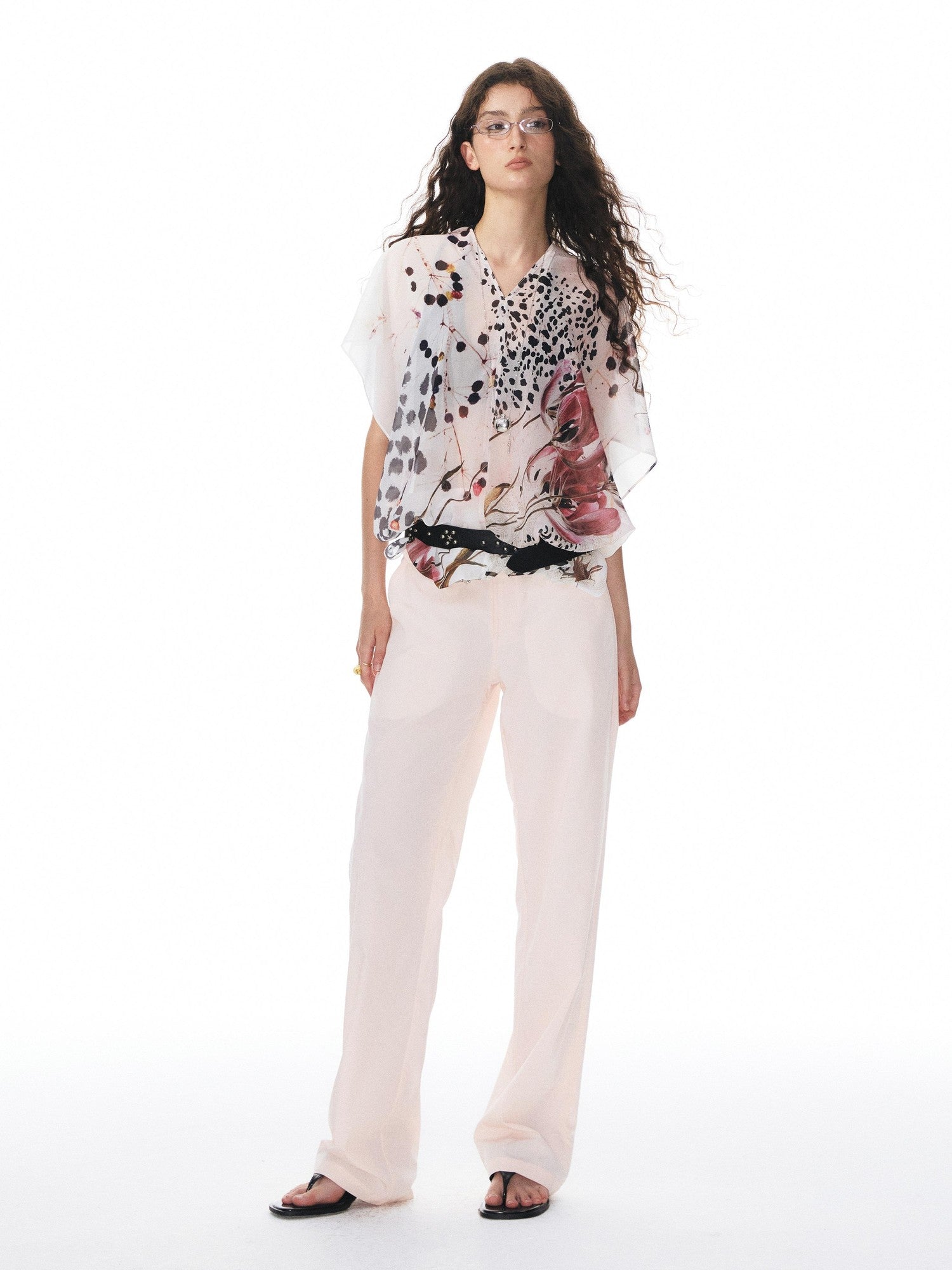 YOSHUYUKI Multicolor Music Note Print Round Neck Women&