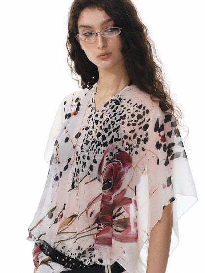 YOSHUYUKI Multicolor Music Note Print Round Neck Women&
