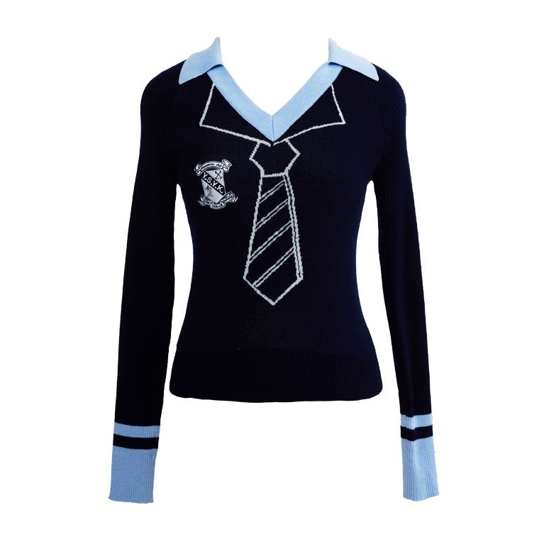 YOSHUYUKI_Navy_Jacquard_Cartoon_Print_Women&