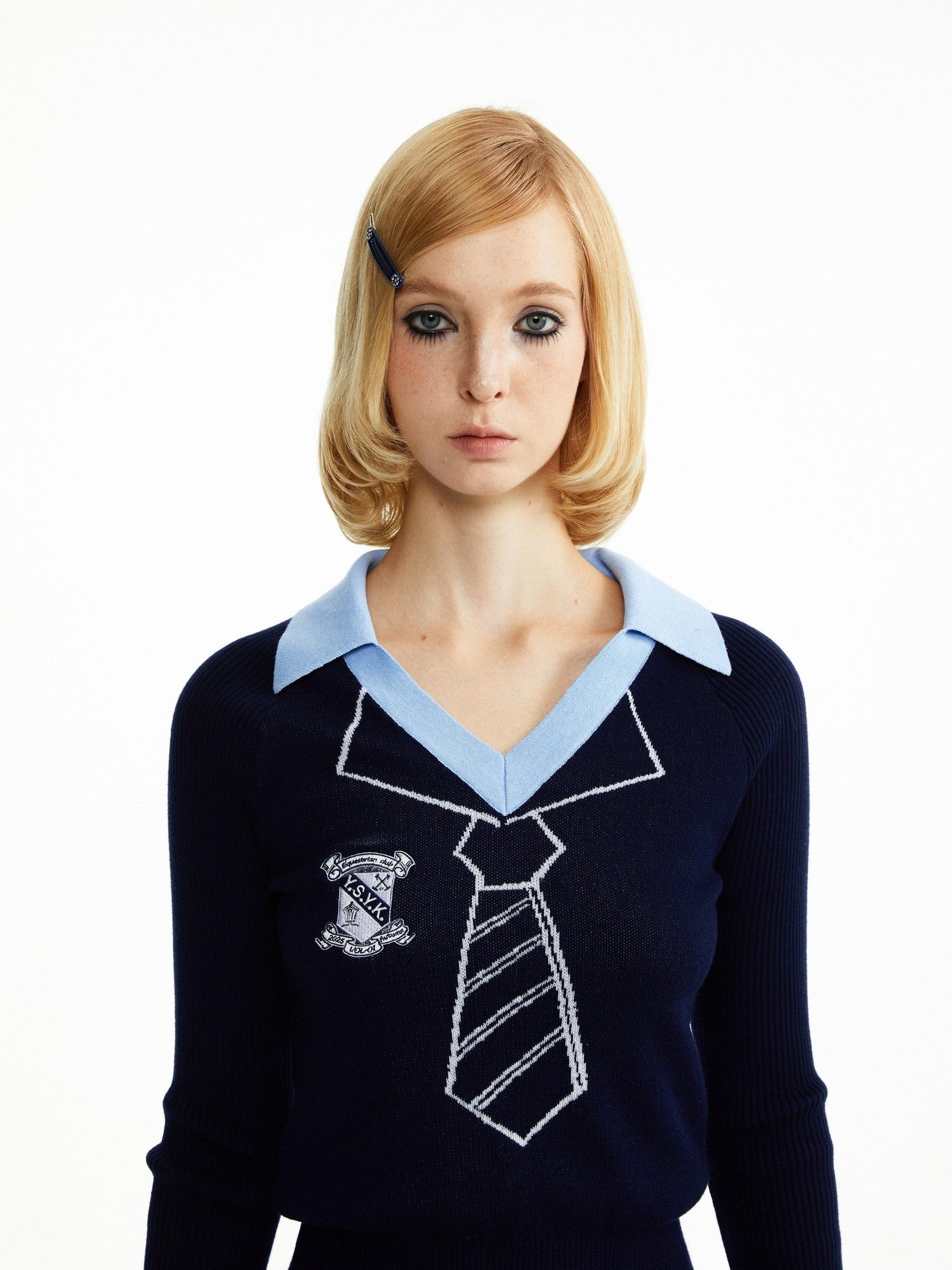 YOSHUYUKI Navy Jacquard Cartoon Print Women&