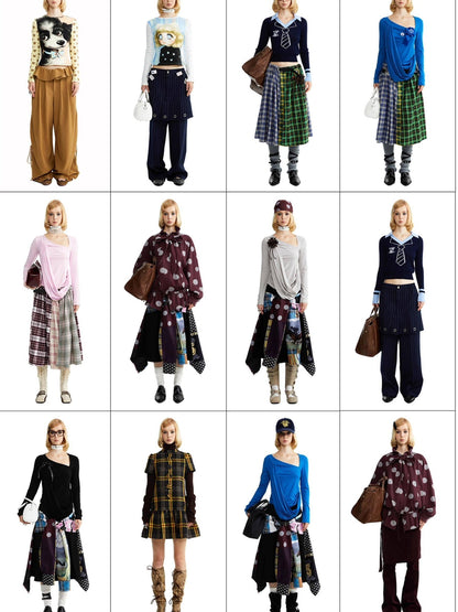 YOSHUYUKI Navy Jacquard Cartoon Print Women&