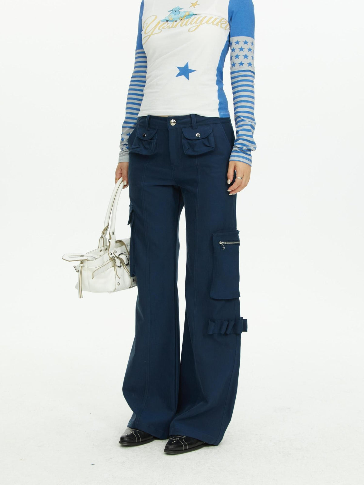 YOSHUYUKI Navy Multi Pocket Cargo Structured Women&