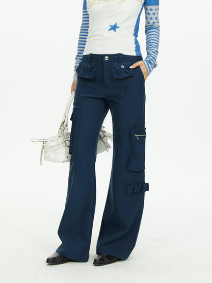 YOSHUYUKI Navy Multi Pocket Cargo Structured Women&