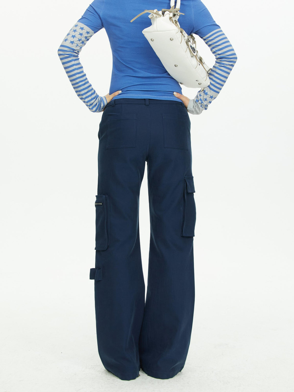 YOSHUYUKI Navy Multi Pocket Cargo Structured Women&