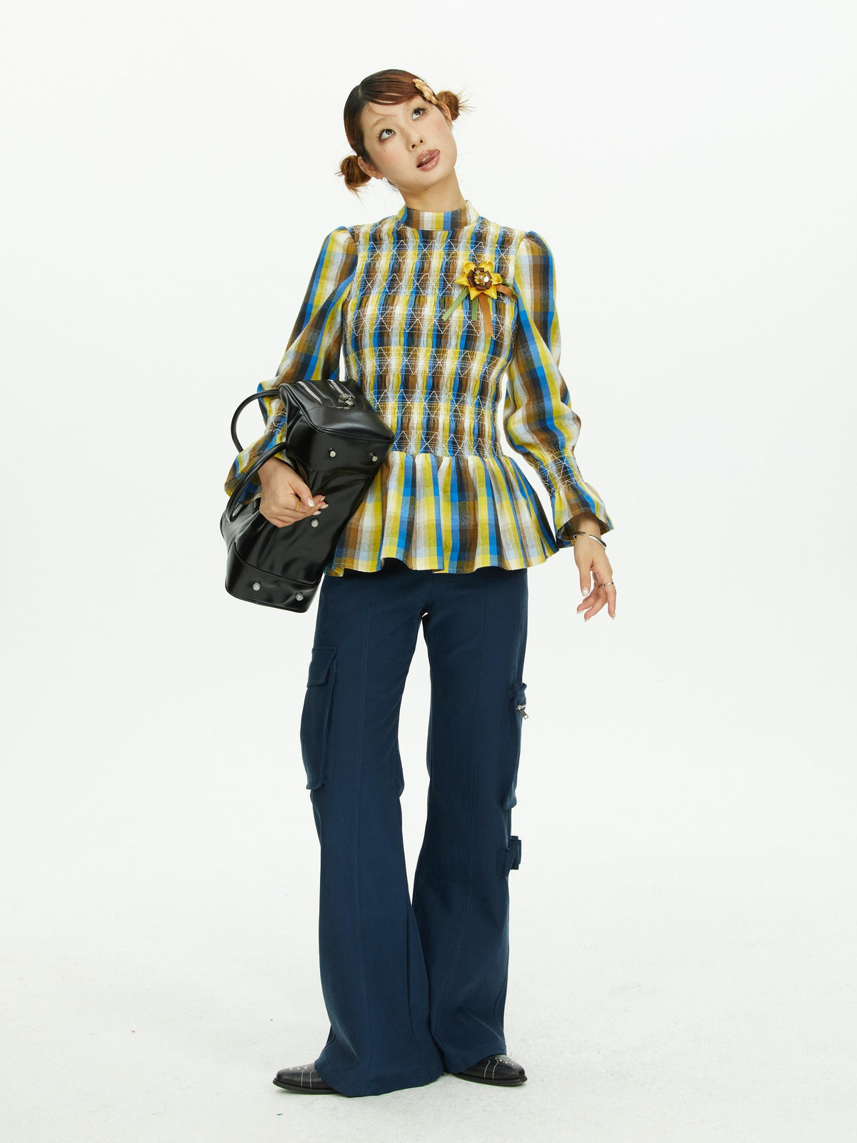 YOSHUYUKI Navy Multi Pocket Cargo Structured Women&