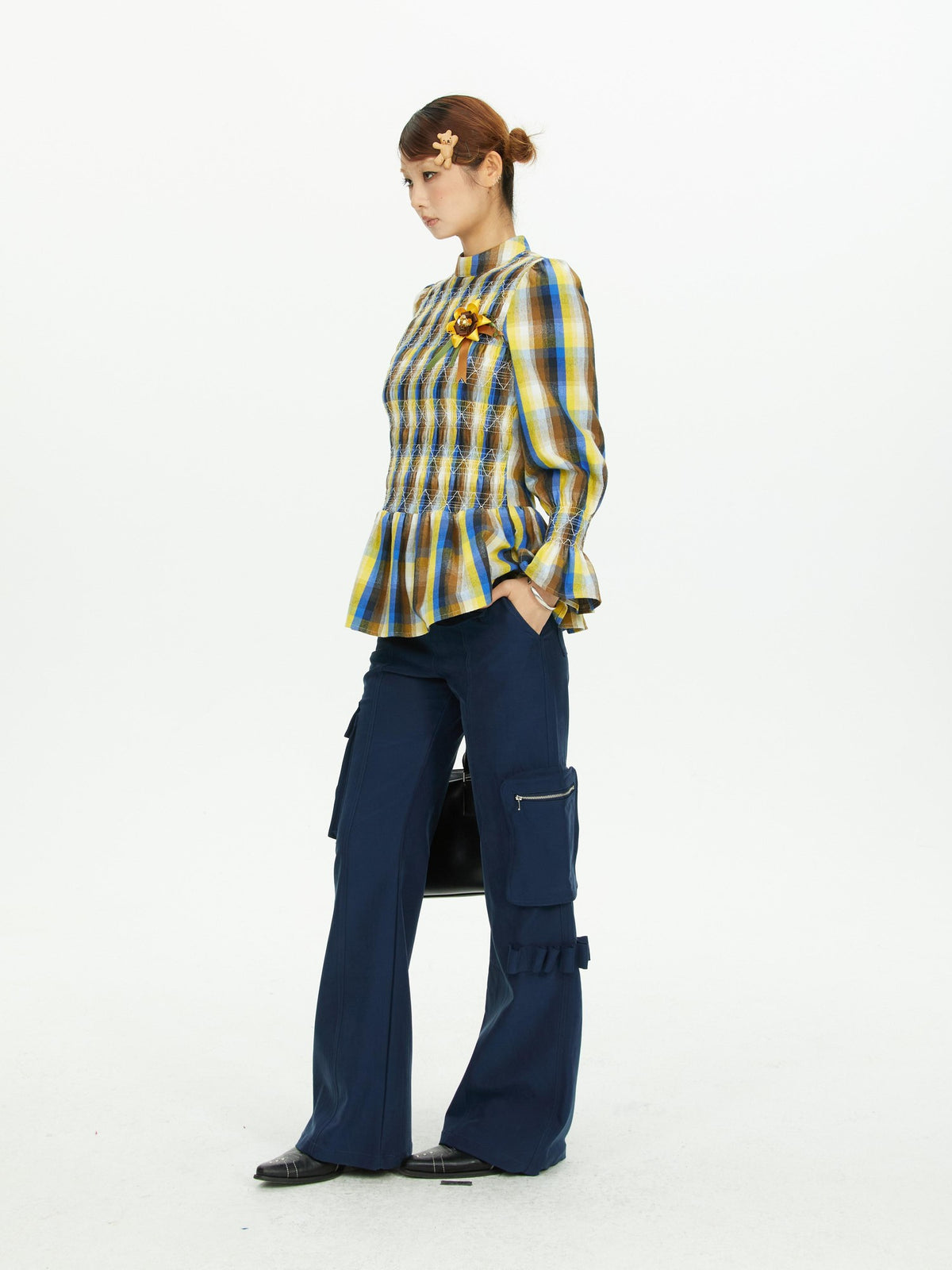 YOSHUYUKI Navy Multi Pocket Cargo Structured Women&