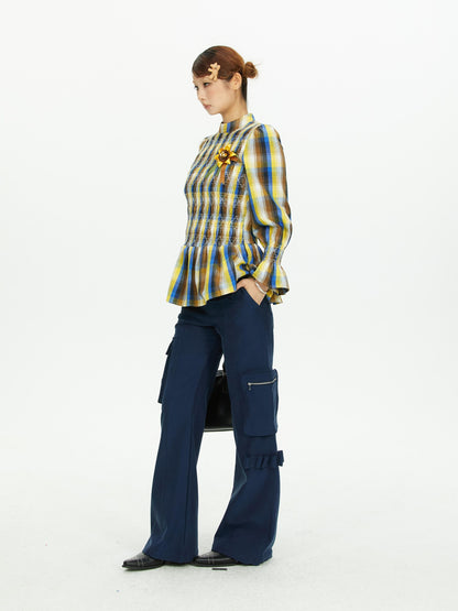 YOSHUYUKI Navy Multi Pocket Cargo Structured Women&