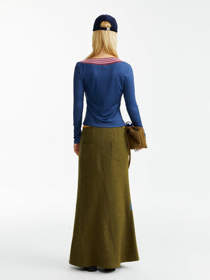 YOSHUYUKI Olive Print Single Panel H Silhouette Street Women&