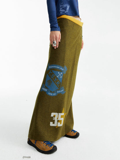 YOSHUYUKI Olive Print Single Panel H Silhouette Street Women&
