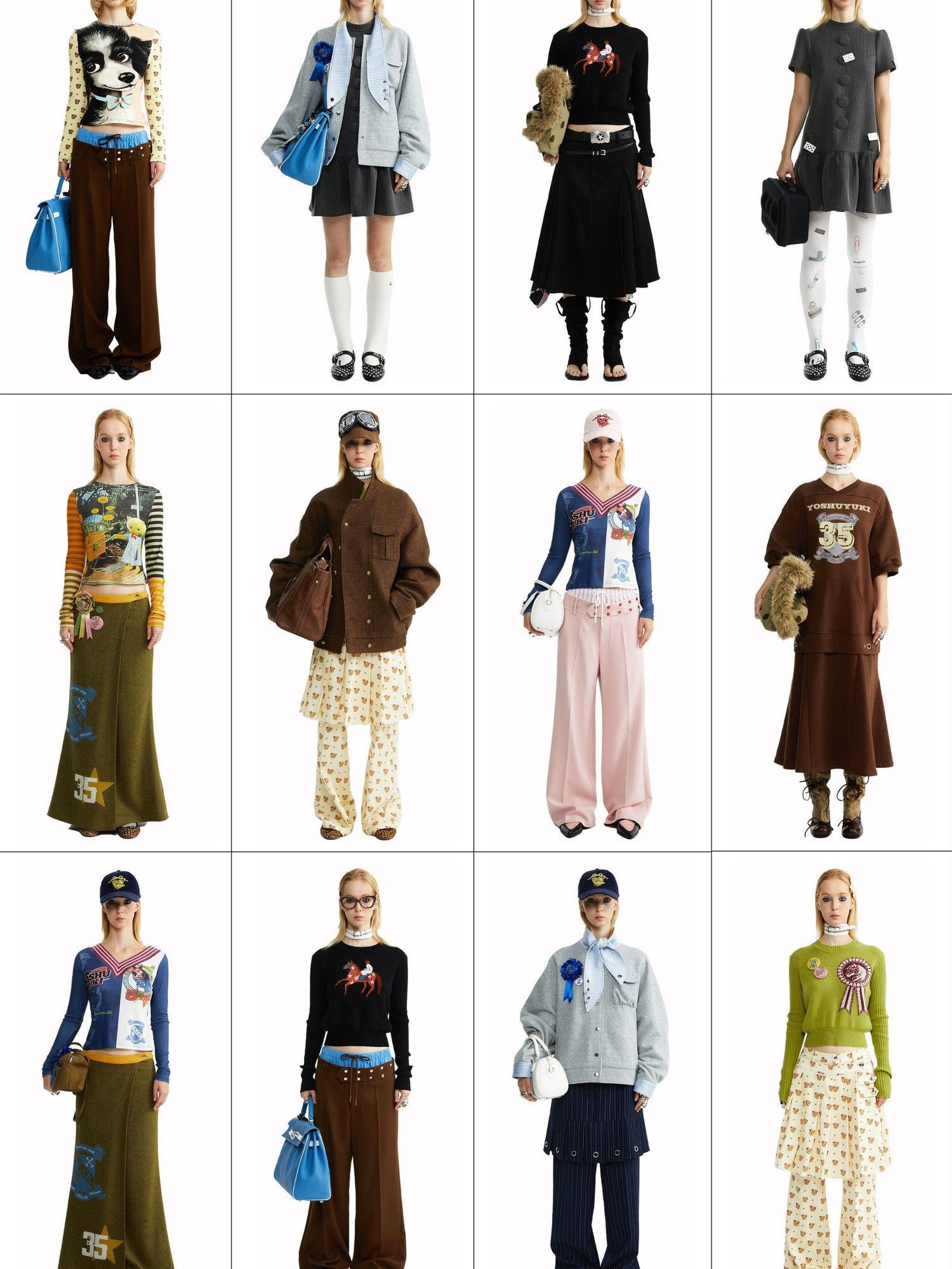 YOSHUYUKI Olive Print Single Panel H Silhouette Street Women&