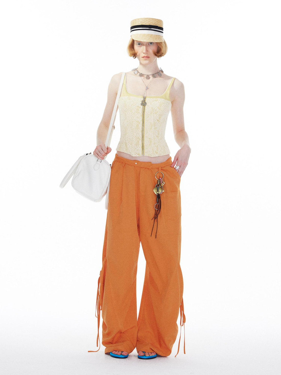 YOSHUYUKI Orange Oversized Pocket Cargo Trousers