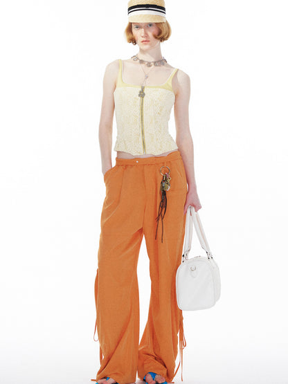 YOSHUYUKI Orange Oversized Pocket Cargo Trousers